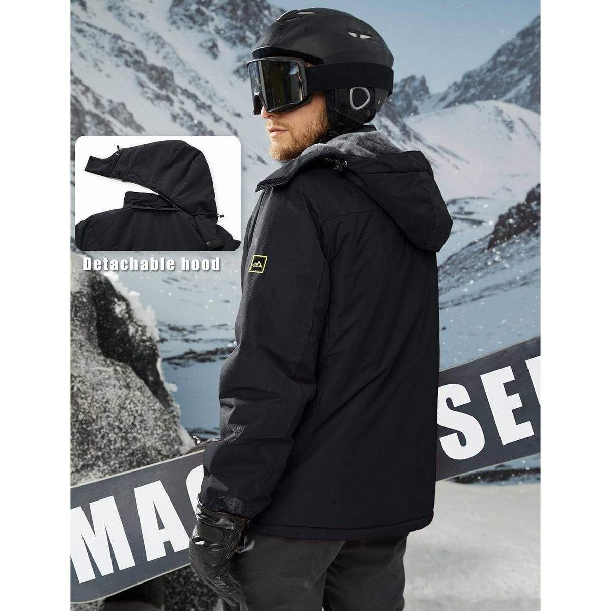 Winterjacke Herren Warm Gefüttert Wasserdicht Skijacke XL