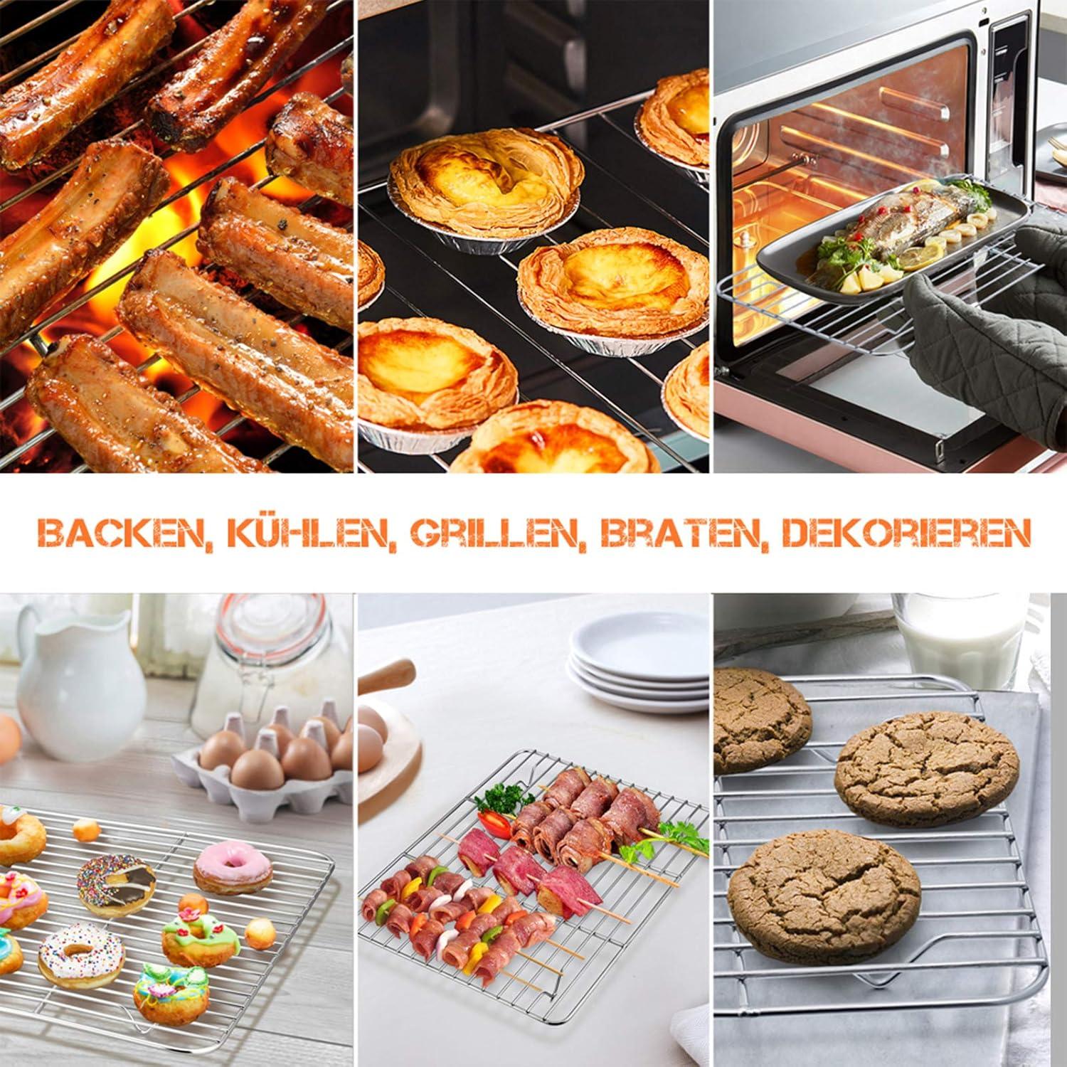 Backblech mit Abkühlgitter Edelstahl Backform Kuchengitter