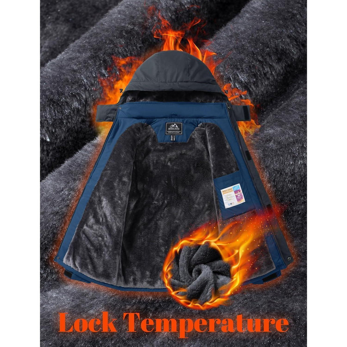 Winterjacke Herren Warm Gefüttert Wasserdicht Skijacke XL