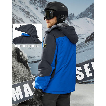 Herren Winterjacke Warm Gefüttert Wasserdicht Skijacke Blau 3XL