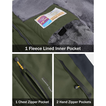 Herren Winterjacke Warm Gefüttert Wasserdicht Skijacke