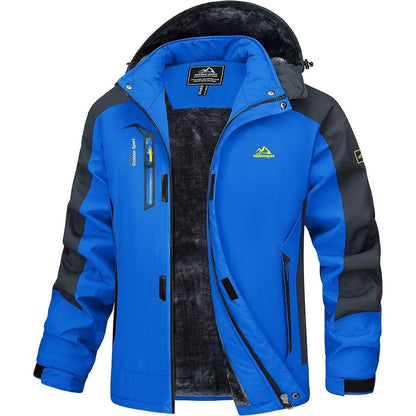 Herren Winterjacke Warm Gefüttert Wasserdicht Skijacke Blau M