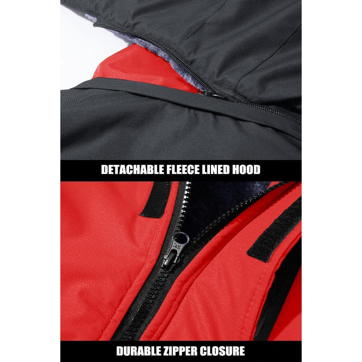 Warme Herren Winterjacke mit abnehmbarer Kapuze Rot M