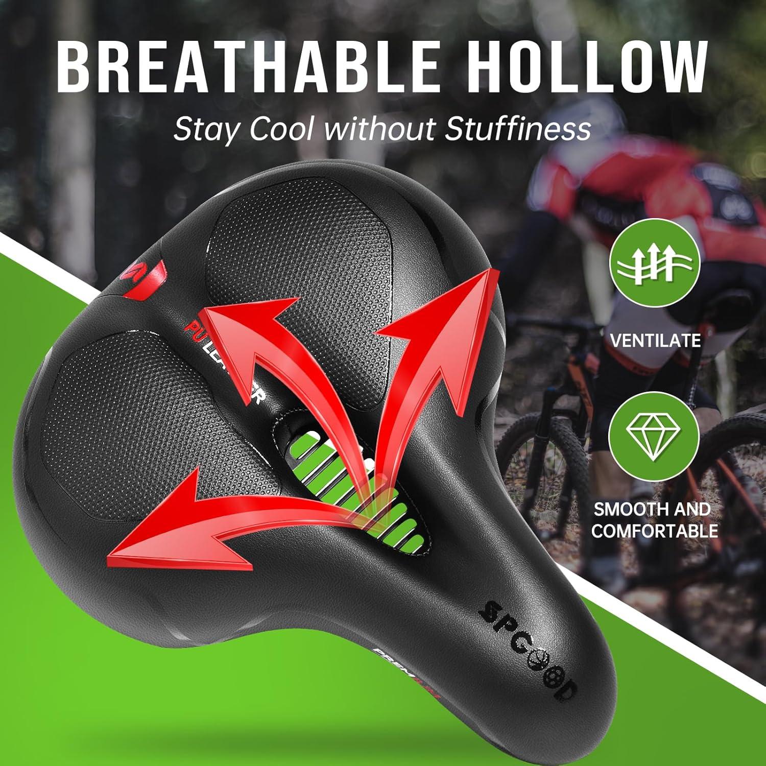 SPGOOD Fahrradsattel Memory Foam Wasserdicht für Damen Herren 25x21cm