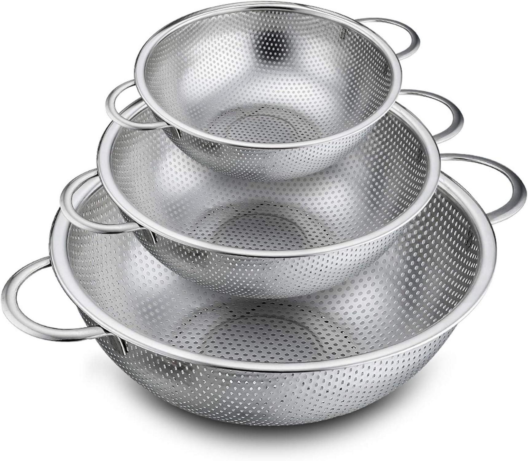 Edelstahl Sieb Set Micro-Perforierte Griffe Spülmaschinenfest