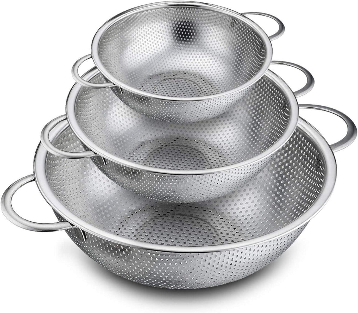 Edelstahl Sieb Set Micro-Perforierte Griffe Spülmaschinenfest