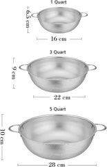 TEAMFAR 3er-Set Edelstahl Micro-Perforierte Küchensieb mit