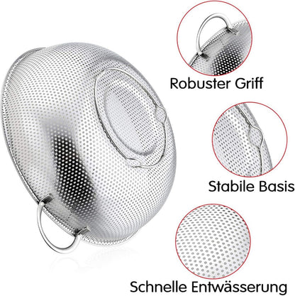 Edelstahl Sieb Set Micro-Perforierte Griffe Spülmaschinenfest