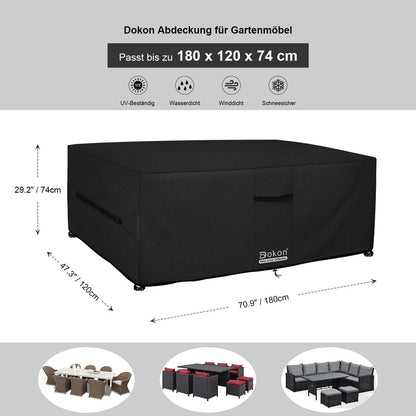 Dokon Gartenmöbel Abdeckung 180x120x74cm Wasserdicht 600D