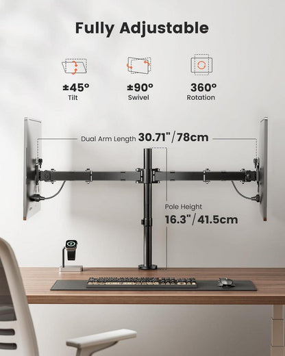 Monitor Halterung 2 Monitore 13-32 Zoll Höhenverstellbar Neigbar Schwenkbar Drehungbar