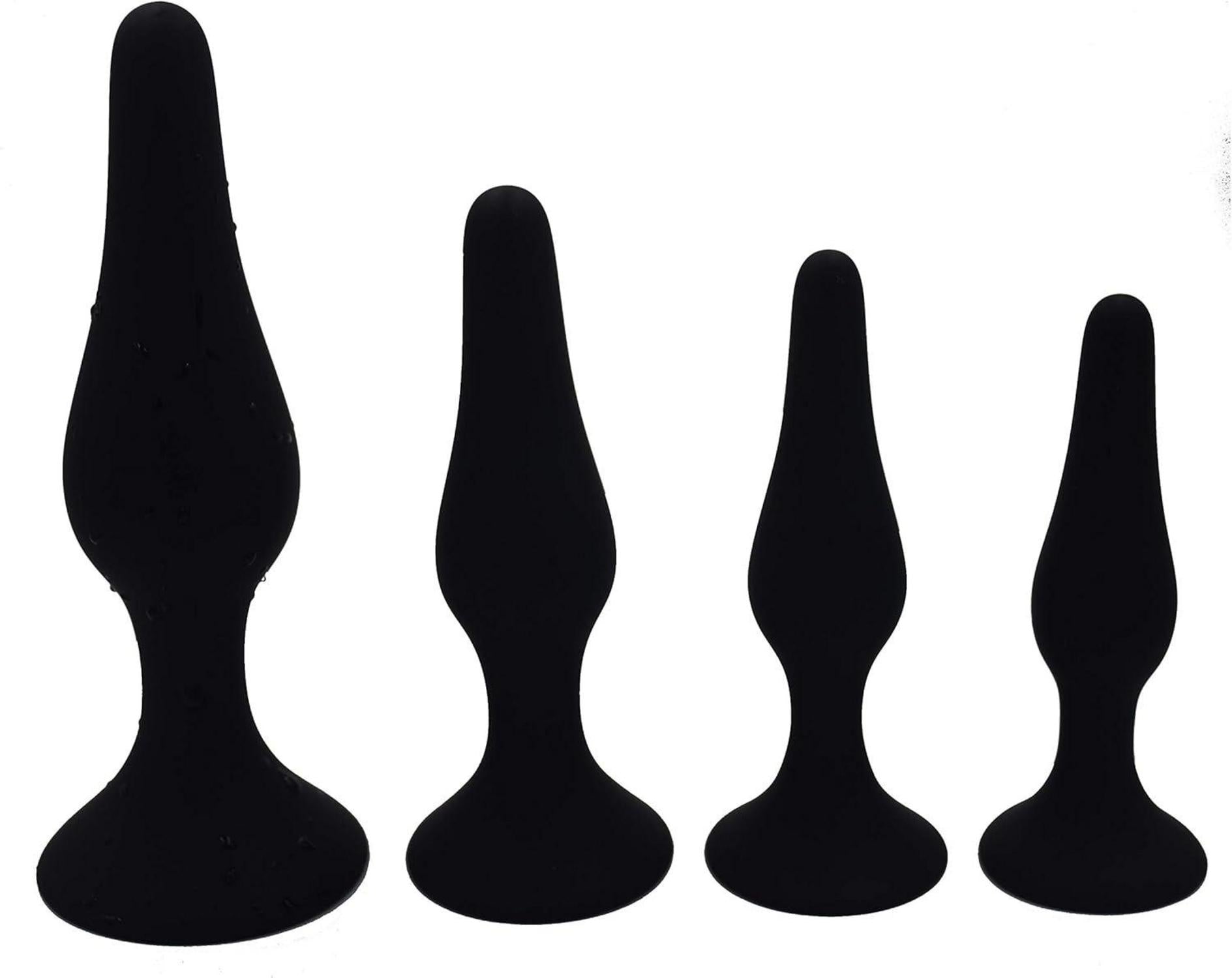 4-teiliges Anal Plug Set mit Starke Saugnapf - Silikon Sexspielzeug