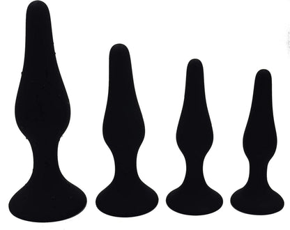 4-teiliges Anal Plug Set mit Starke Saugnapf - Silikon Sexspielzeug