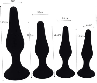 4er Anal Plug Set Silikon Butt Plug Sexspielzeug Saugnapf