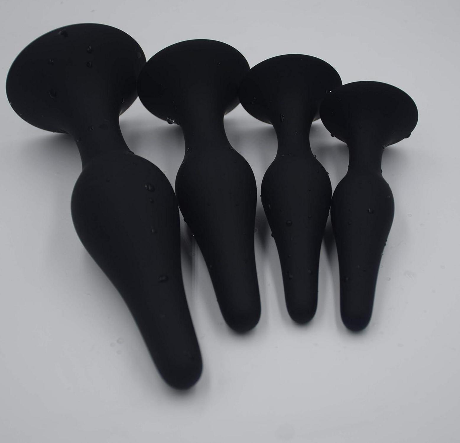 4-teiliges Anal Plug Set mit Starke Saugnapf - Silikon Sexspielzeug