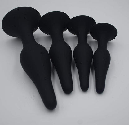 4-teiliges Anal Plug Set mit Starke Saugnapf - Silikon Sexspielzeug