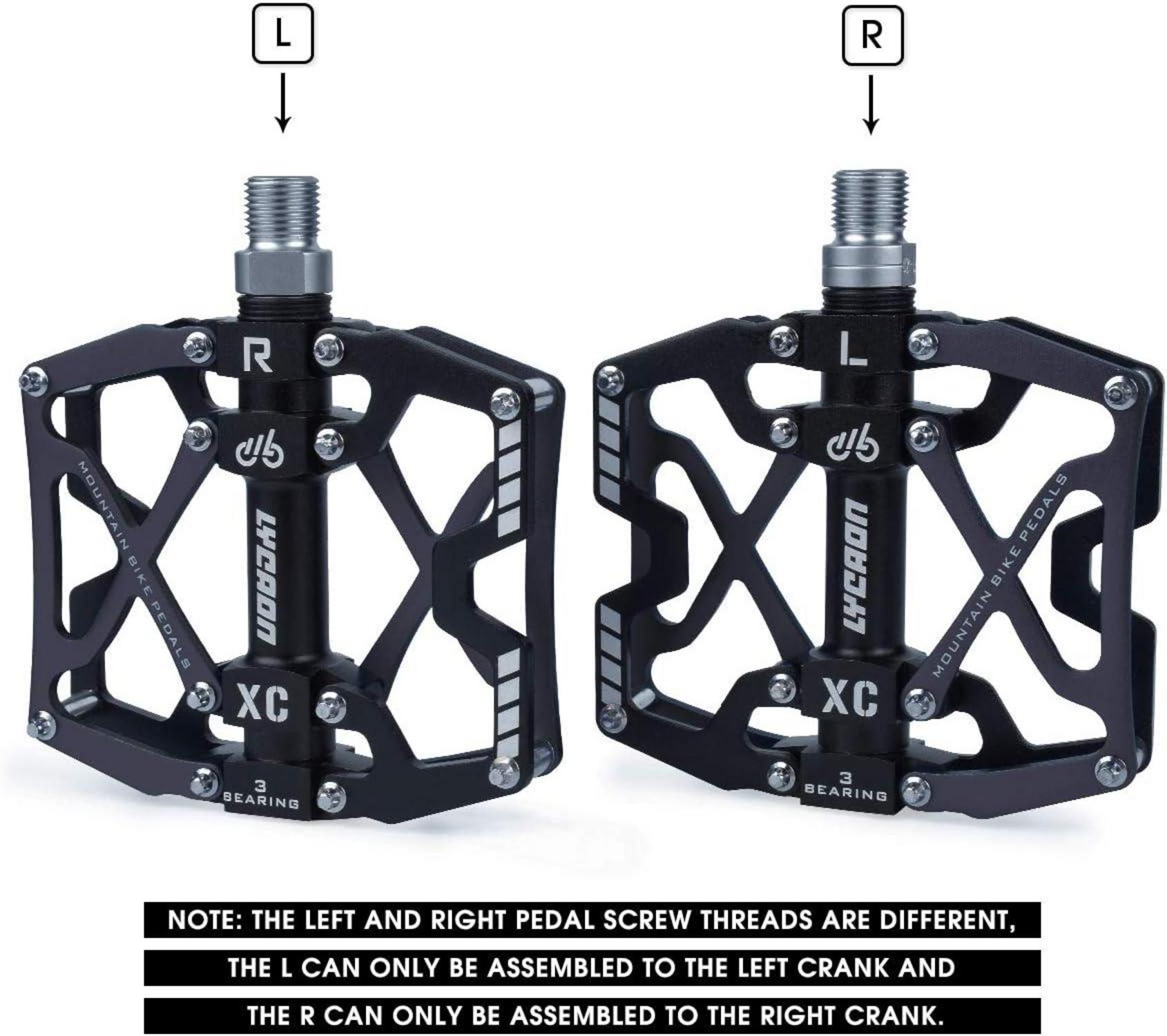LYCAON Fahrradpedale rutschfest CNC-Alu 3 Kugellager BMX MTB