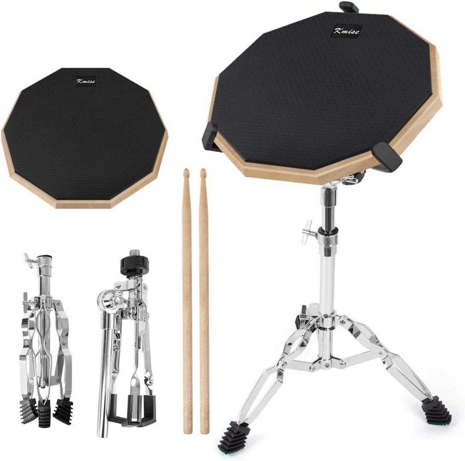 12-Zoll Übungs Drum Pad mit Snare Drum Stand und Sticks