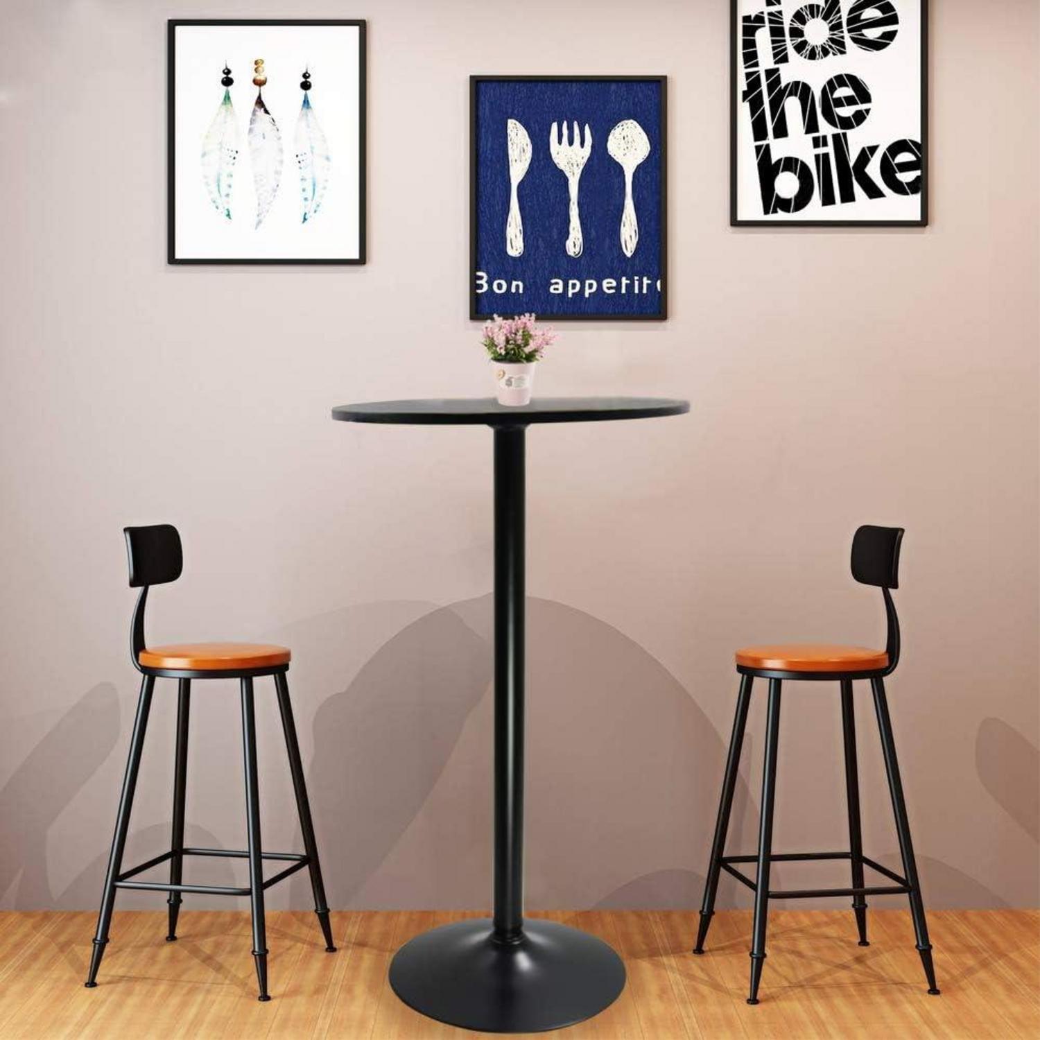 Runder Bistrotisch Stehtisch 105cm Schwarz Stabil und