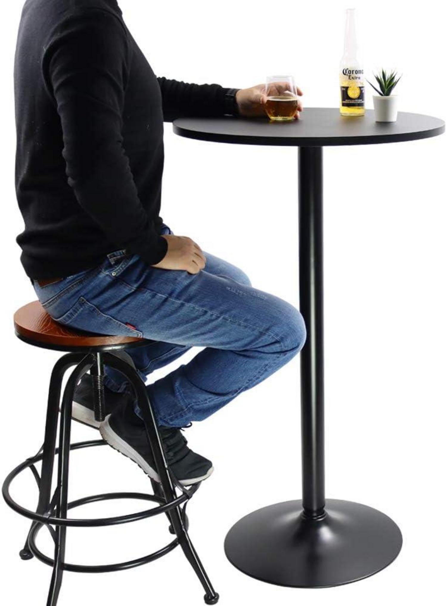 Runder Stehtisch Bistrotisch 105cm Höhe Schwarz Beistelltisch