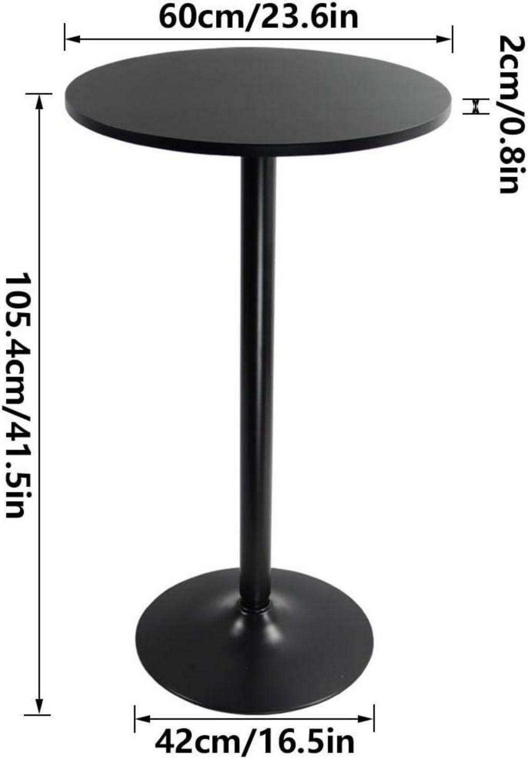 Runder Stehtisch 105 cm Schwarz Bartisch Beistelltisch wasserdicht 60 cm