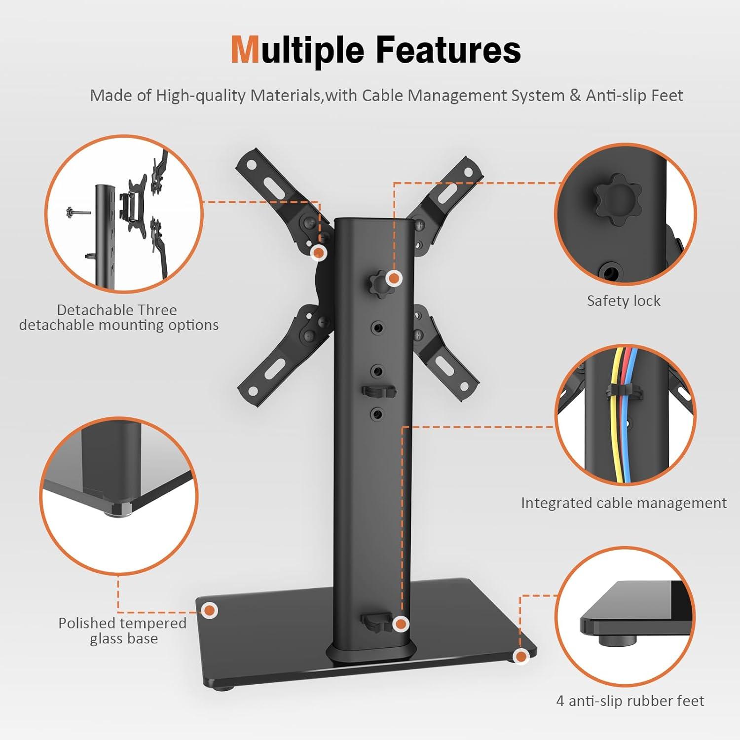 TV Standfuß Höhenverstellbar für LCD LED Fernseher 19-39 Zoll Black