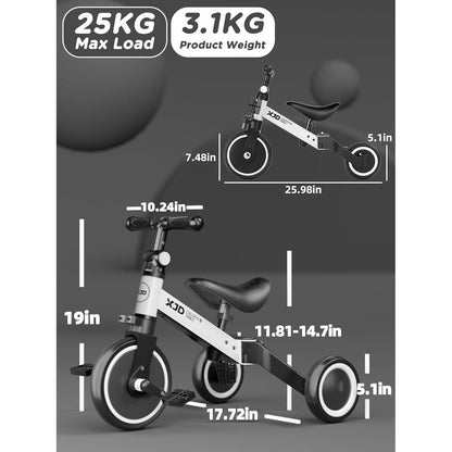 Kinderdreirad Laufrad verstellbarer Sitz 3-in-1 Design