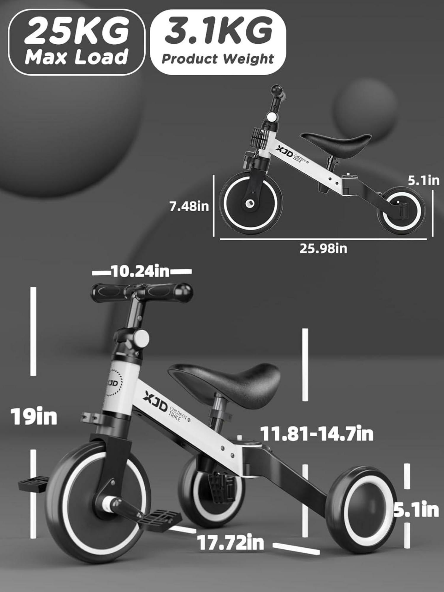 Kinderdreirad Laufrad mit Verstellbarem Sitz und Pedal - 4in1 für