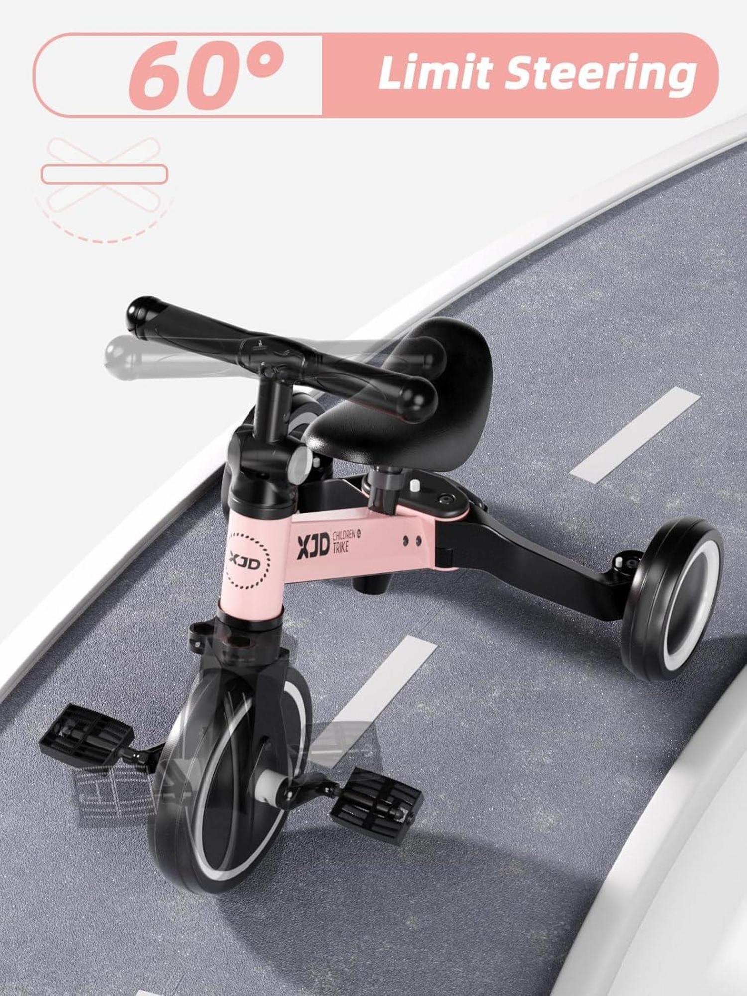 Kinder Dreirad Laufrad Verstellbarer Sitz Abnehmbares Pedal Pink