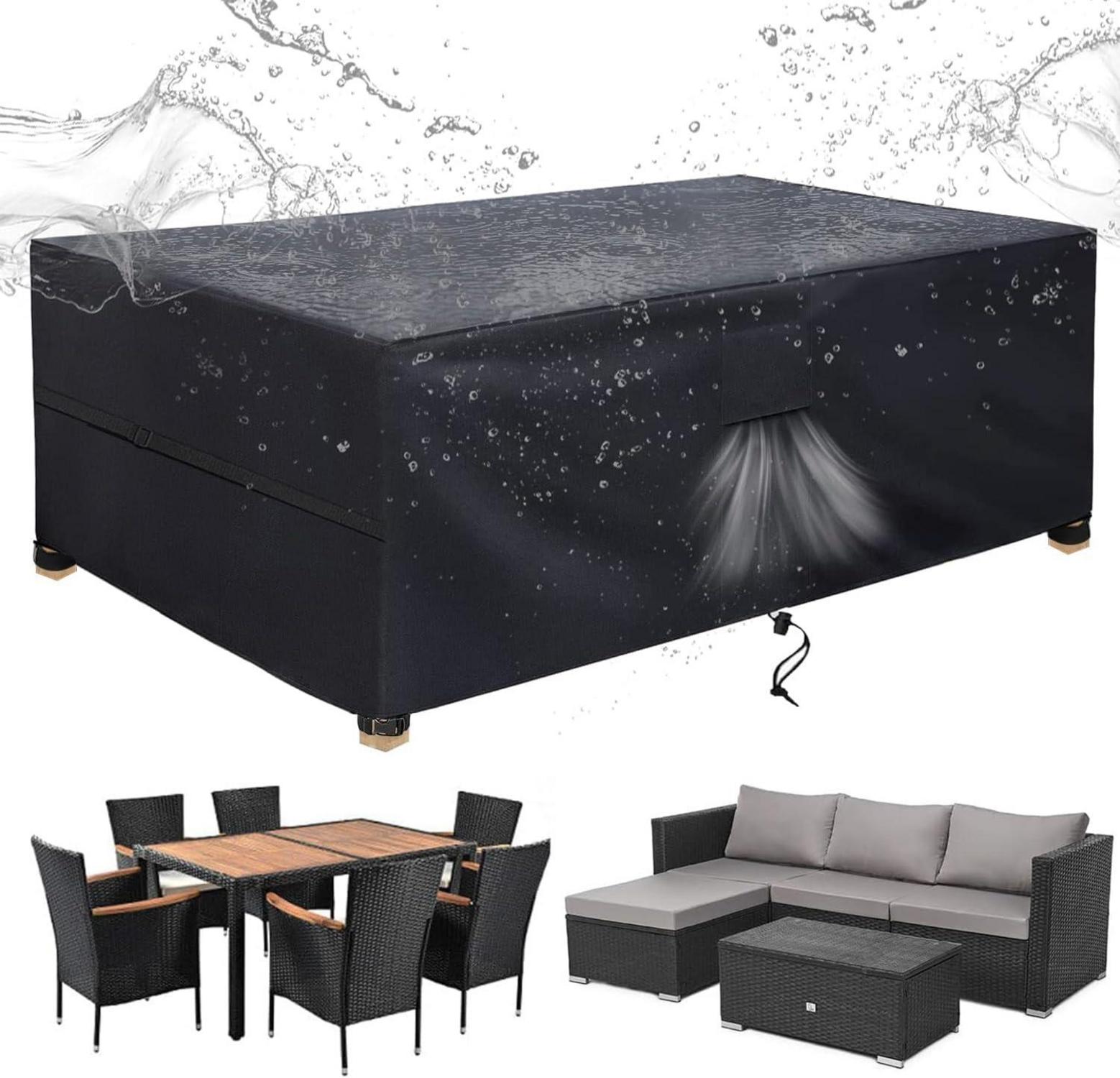 Gartenmöbel Abdeckung Schwerlast Oxford Gewebe Schwarz 180x120x74cm
