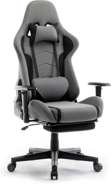 Ergonomischer Gaming Stuhl mit Fußstütze Grau