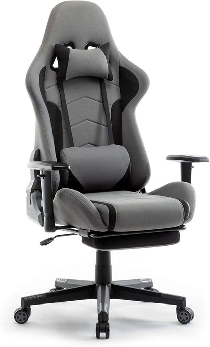 Ergonomischer Gaming Stuhl mit Fußstütze Grau