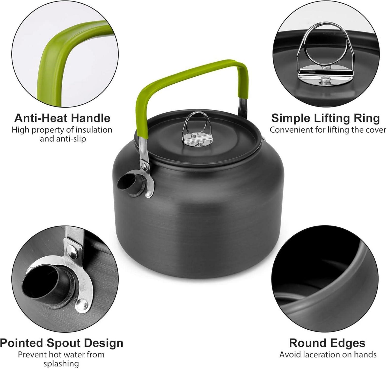 Kaffeekanne Teekessel Edelstahl Outdoor Set 1.8L Handtuch