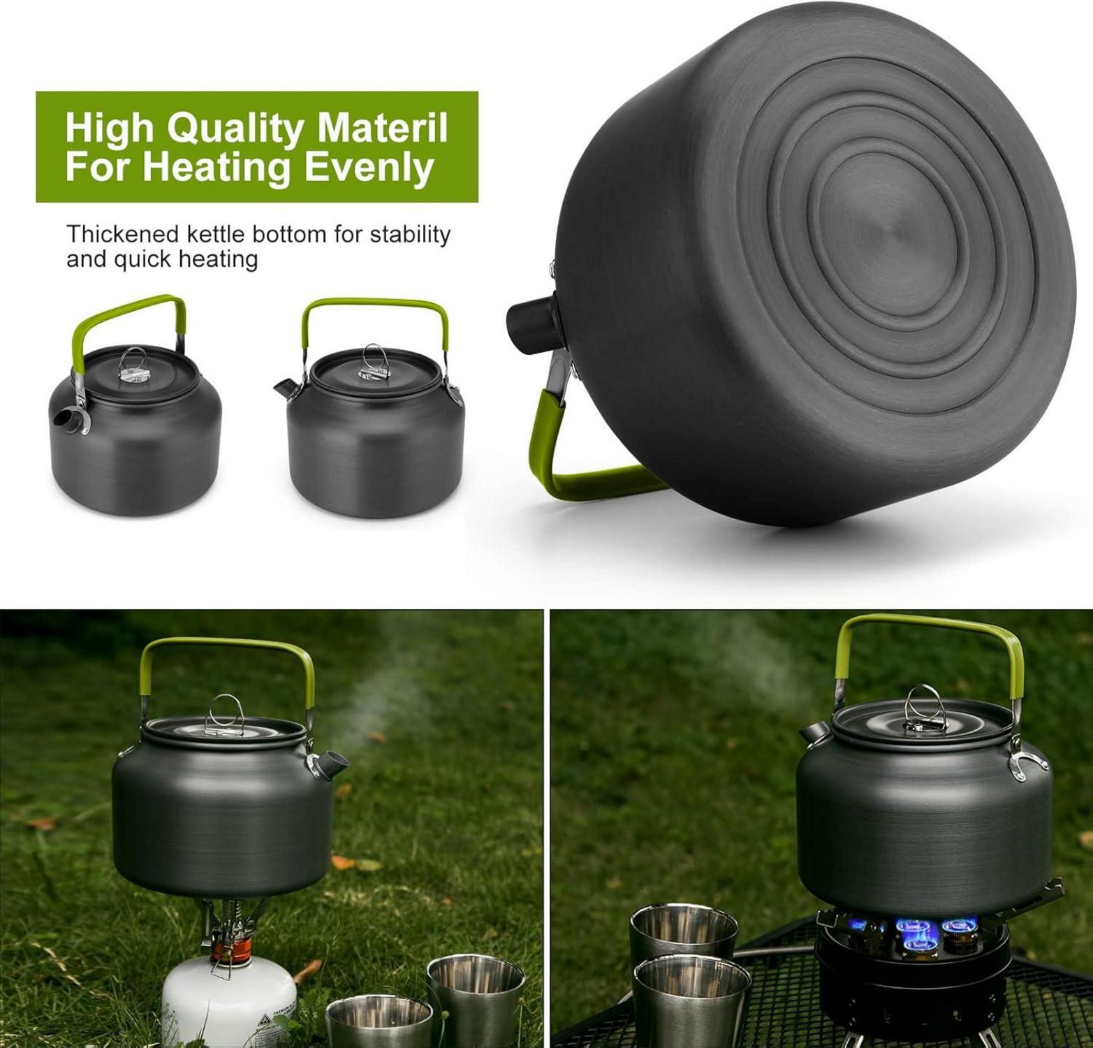 Odoland Camping Teekessel Kaffeekanne Wasserkocher 1.8 L Edelstahl Becher Set