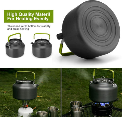 Odoland Camping Teekessel Kaffeekanne Wasserkocher 1.8 L Edelstahl Becher Set