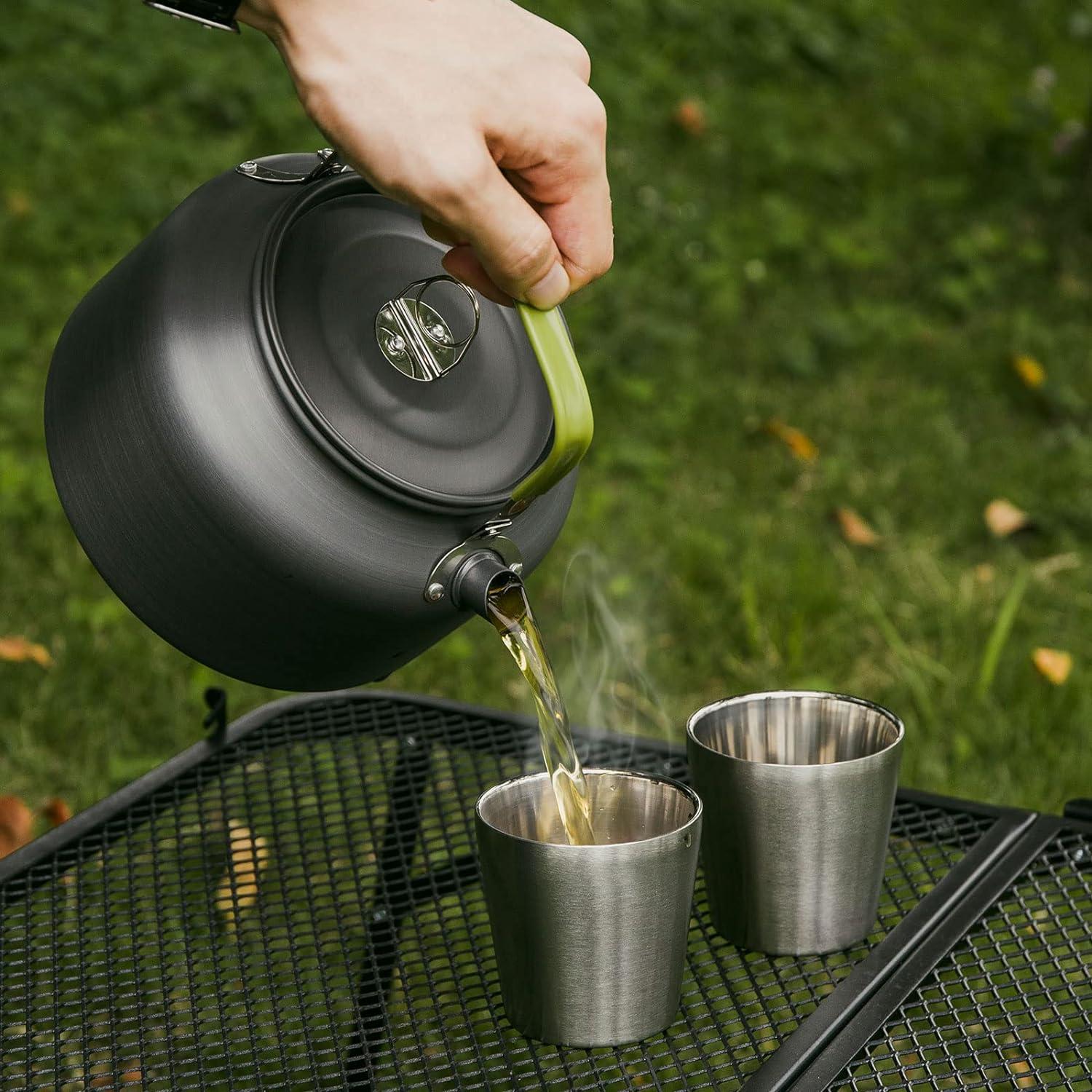 Camping Teekessel Kaffeekanne Wasserkocher Outdoor Geschirr Set 1.8 L