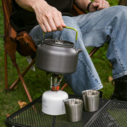 Odoland Camping Teekessel Wasserkocher Set 1.8L Teekanne 2x180ml Becher