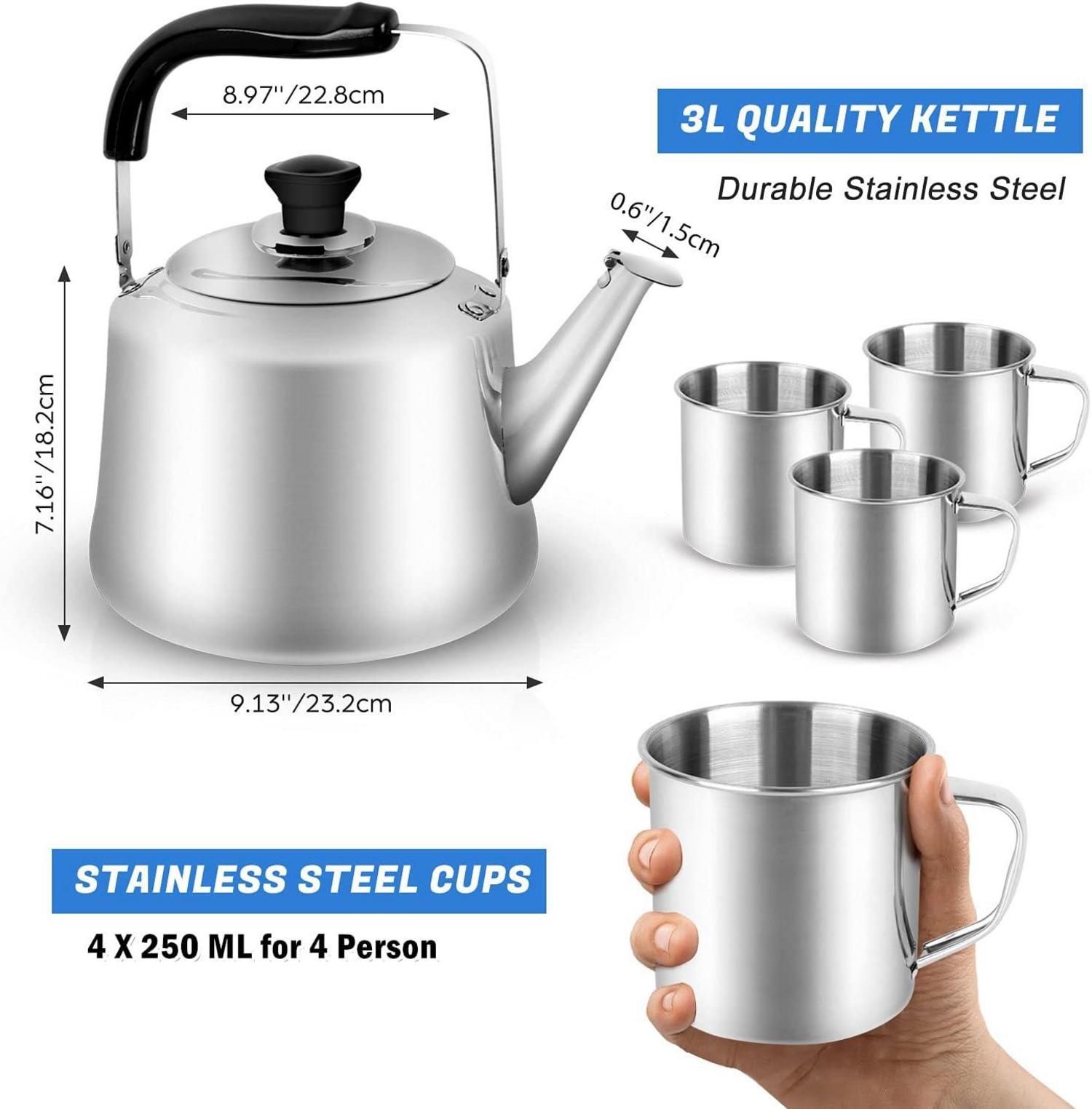 Teekessel Camping 3L Kaffeekanne Wasserkocher Outdoor Set