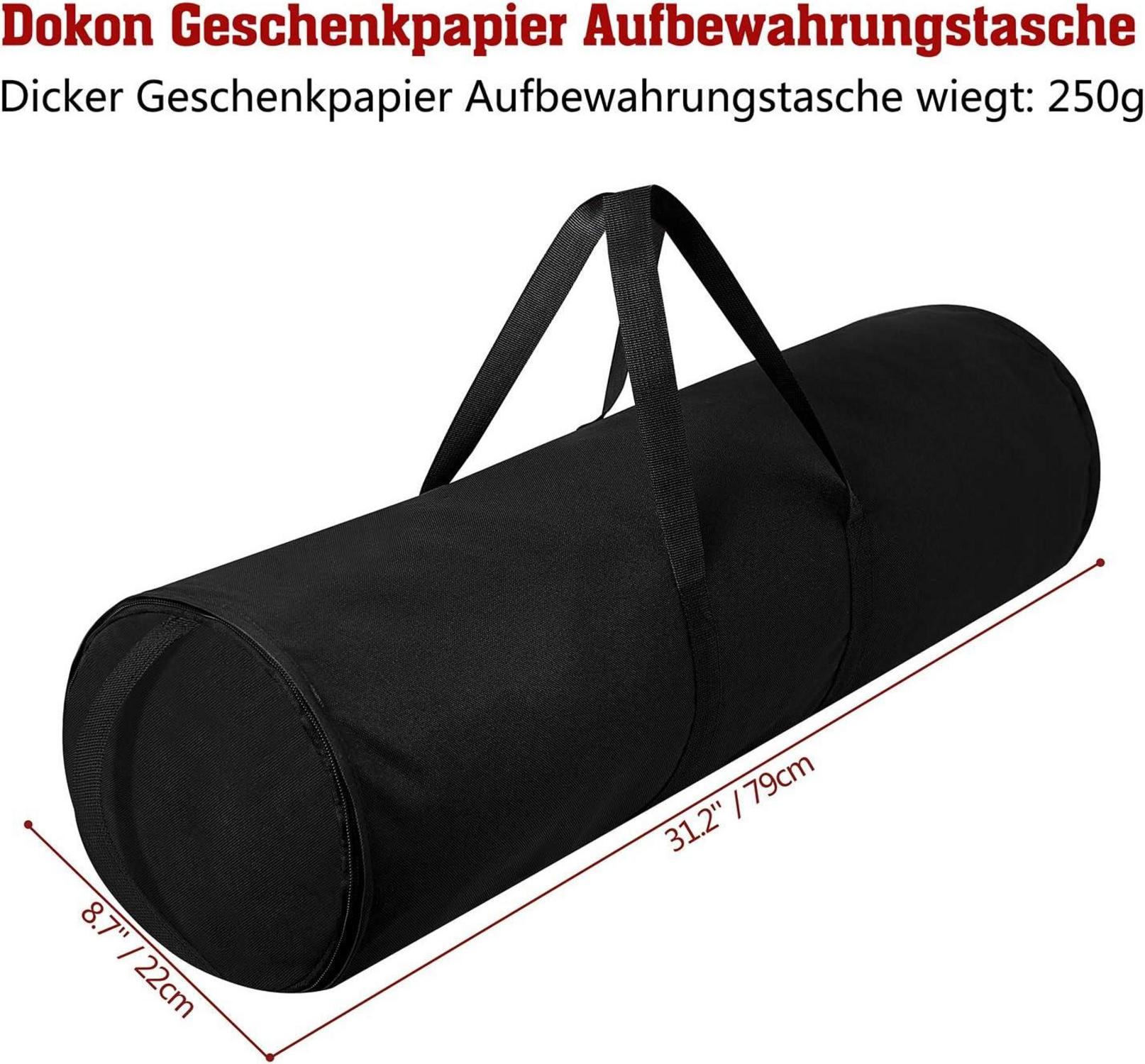 Aufbewahrungstasche für Geschenkpapierrollen, 600D Oxford, Schwarz