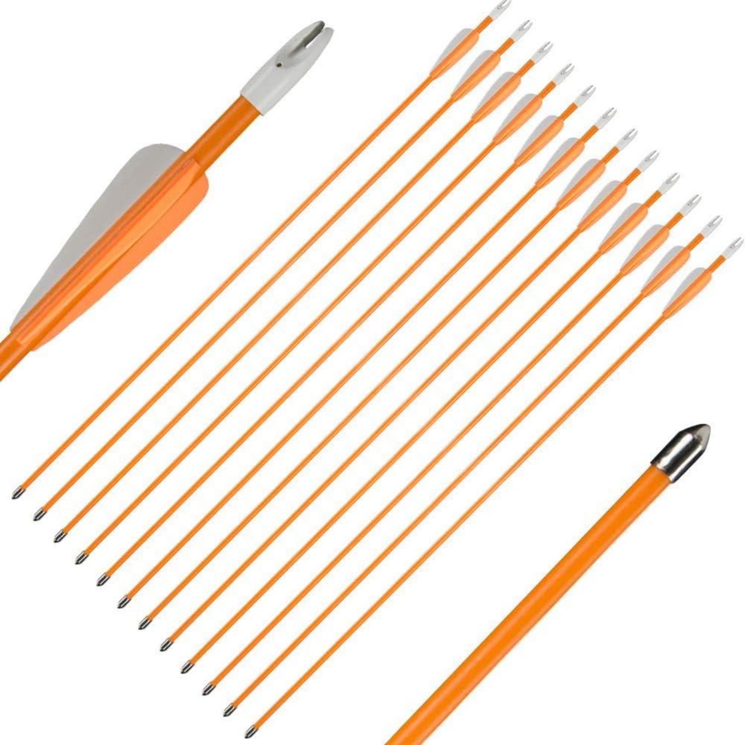 Bogenschießen Recurve Fiberglaspfeile Anfänger Übungspfeile 26/28 Zoll