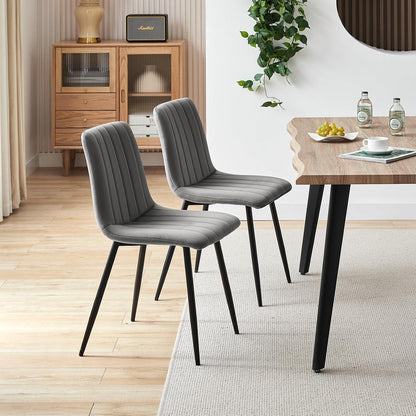 Samt Esszimmerstühle 2er Set Grau – Bequeme Polsterstühle