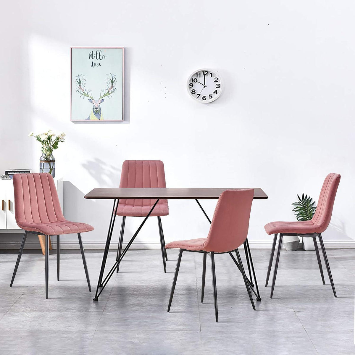 Samt Esszimmerstühle Set 2 - Rosa Küche Wohnzimmer Stühle