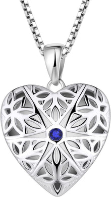 Foto Medaillon Kette Damen 925 Sterling Silber Herz Saphir