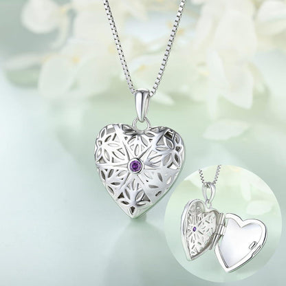 925 Sterling Silber Herzfoto Medaillon Kette Damen - Vintage