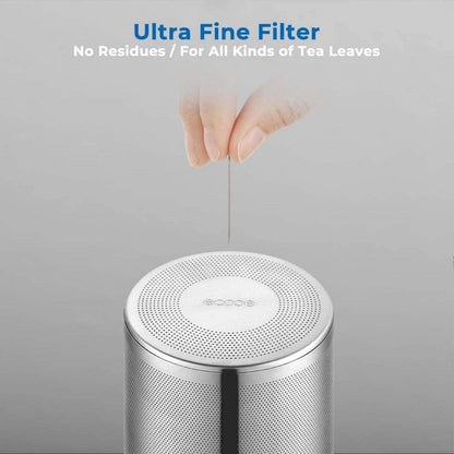 Silberne Teekanne aus Glas Borosilikat mit Edelstahl-Sieb 2000ml