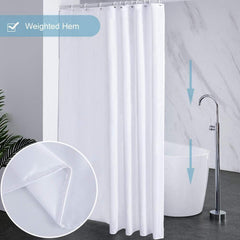 Duschvorhang Überlänge Anti-schimmel Textil Antibakteriell Weiß 200x240cm