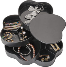Schmuckkasten Mädchen Schmuckorganizer 4 Ebenen Schwarz 12x12cm