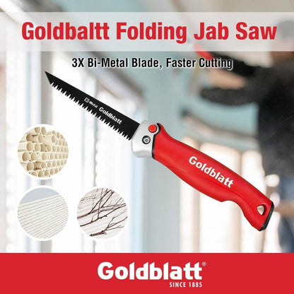 Goldblatt Klappsäge 310mm Trockenbau Handsäge BIM-Stahl 8 TPI 3 Schneidkanten