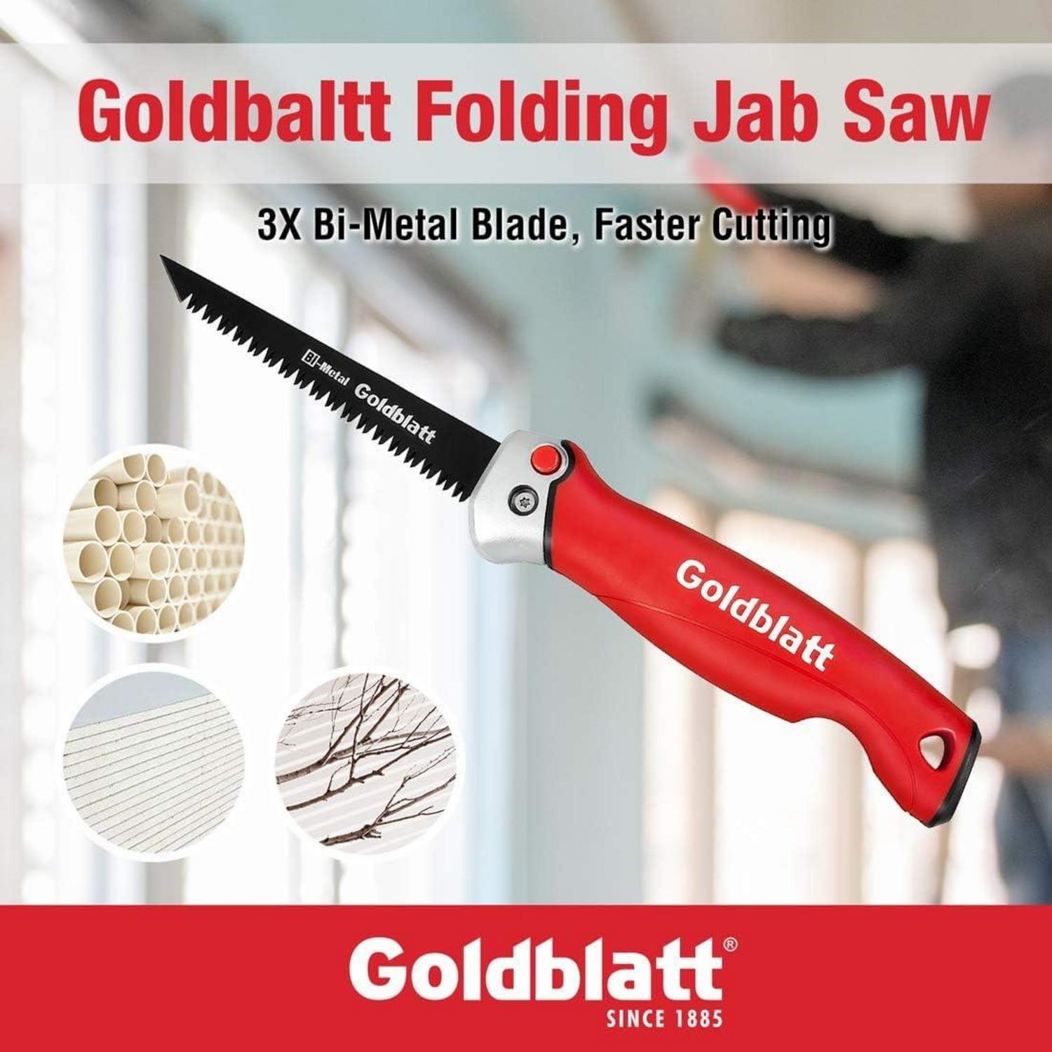 Goldblatt Klappsäge 310mm Trockenbau Handsäge BIM-Stahl 8 TPI 3 Schneidkanten
