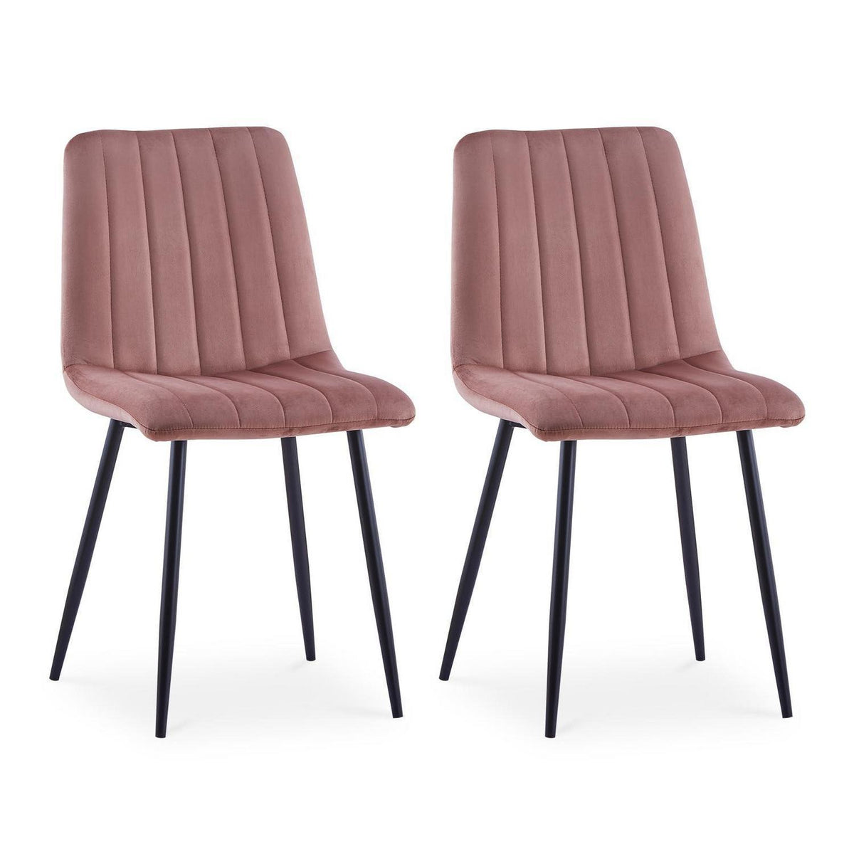 Samt Esszimmerstühle 2er Set – Rosa, Gepolstert & Stabil