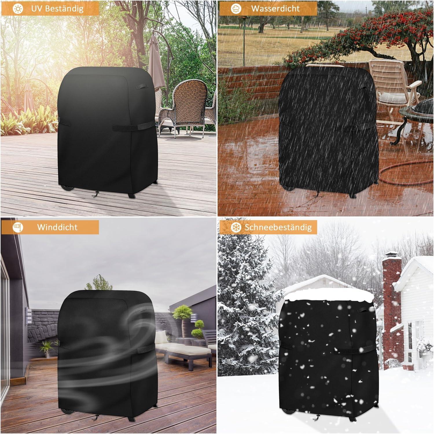 Grill Abdeckung 600D Oxford Gewebe Wetterfest Schwarz 105x49x102cm